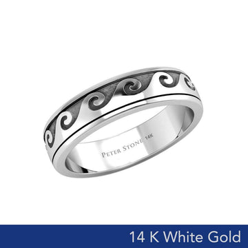 Wave Curl 14K White Gold Spinner Ring WTR1674 - Jewelry